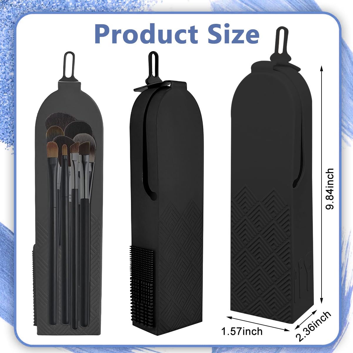 MAYCREATE Silicone Makeup Brush Holder, Large Capacity Makeup Brushes Organizer with Cleaning Bristle, Portable Anti-Fall Out Cosmetic Brush Travel Case MAYCREATE Silicone Makeup Brush Holder, Large Capacity Makeup Brushes Organizer with Cleaning Bristle, Portable Anti-Fall Out Cosmetic Brush Travel Case